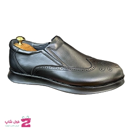 کفش مردانه مجلسی طبی مدل هشترک بدون بند چرم طبیعی گاوی کد 3352