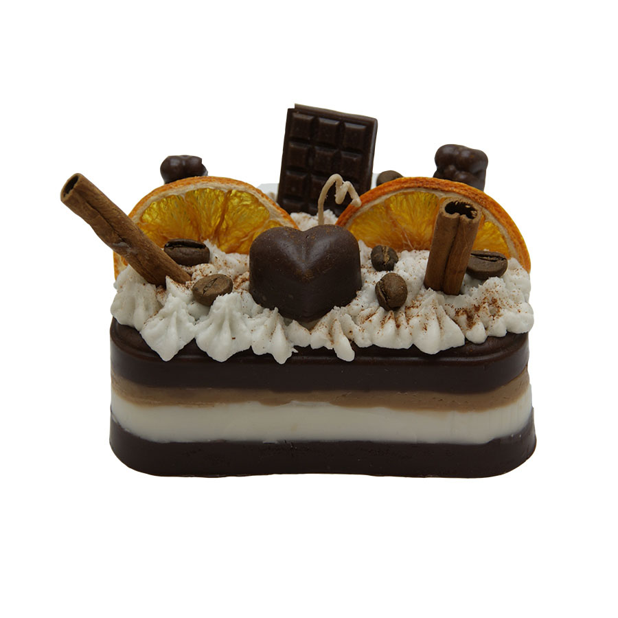 شمع دستساز تزئینی مدل کیک شکلاتی دارچین و پرتقال  کد 1