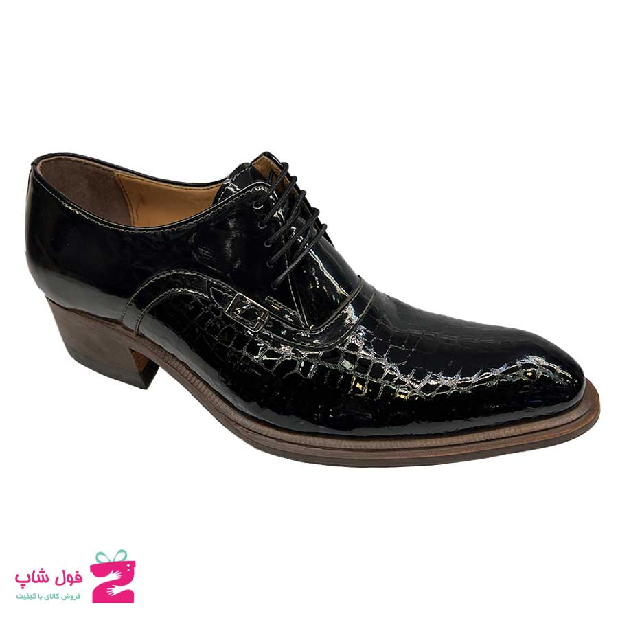 کفش مردانه مجلسی ورنی تمام چرم طبیعی دستدوز تبریز کد 2292