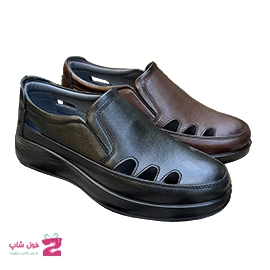 کفش تابستانی طبی راحتی مردانه بزرگ پا چرم طبیعی تبریز کد 3462
