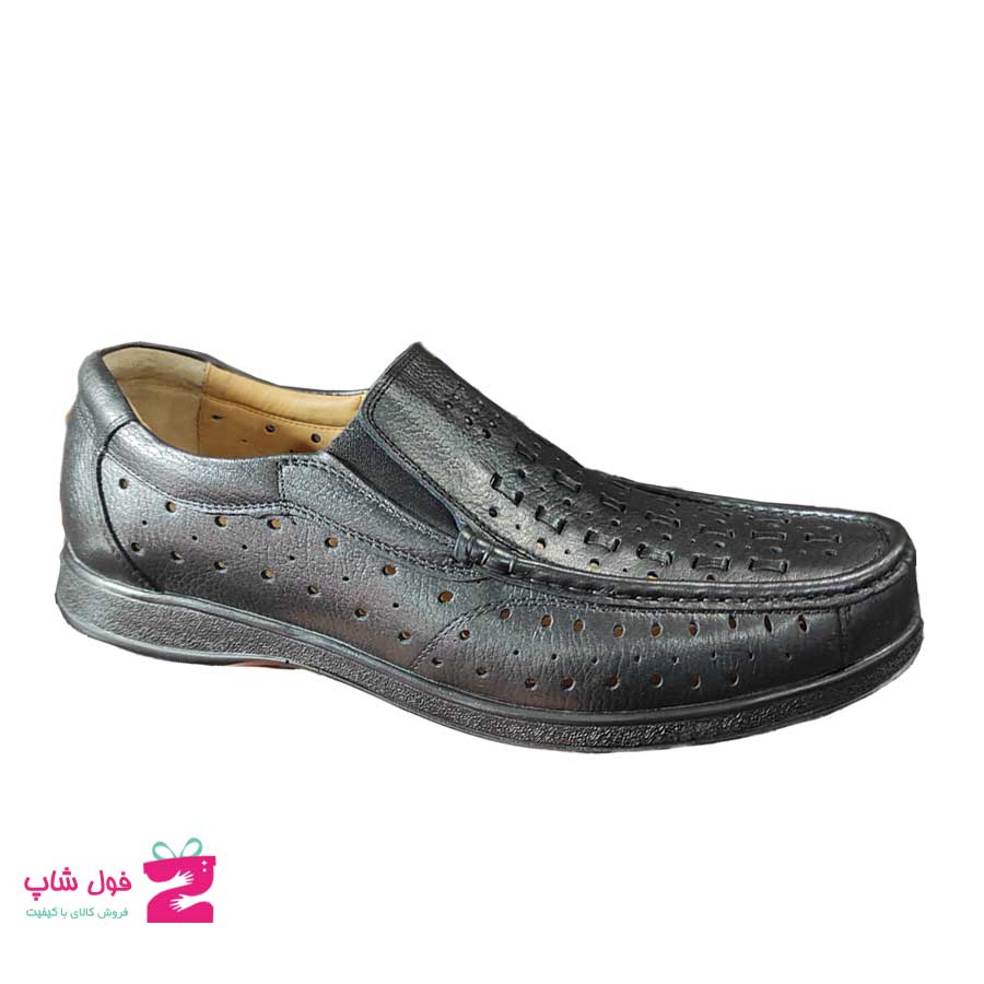 کفش تابستانی بزرگ پا طبی راحتی مردانه چرم طبیعی تبریز کد 1549