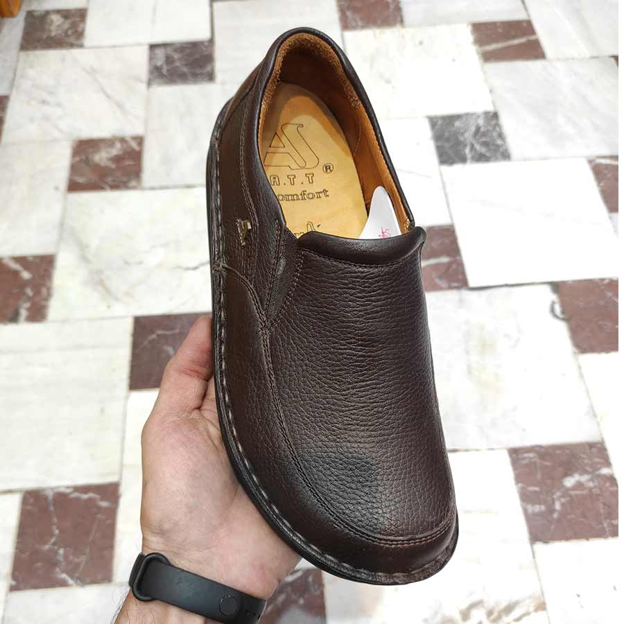 کفش طبی راحتی مردانه چرم طبیعی تبریز کد 2677