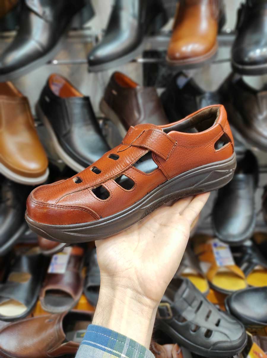 کفش تابستانی  طبی راحتی مردانه چرم طبیعی تبریز کد 1440