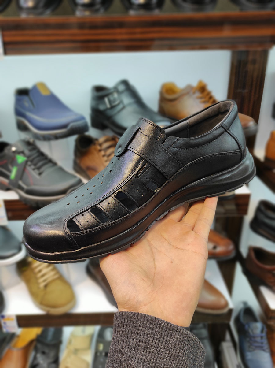 کفش تابستانی  طبی راحتی مردانه چرم طبیعی تبریز کد 1447