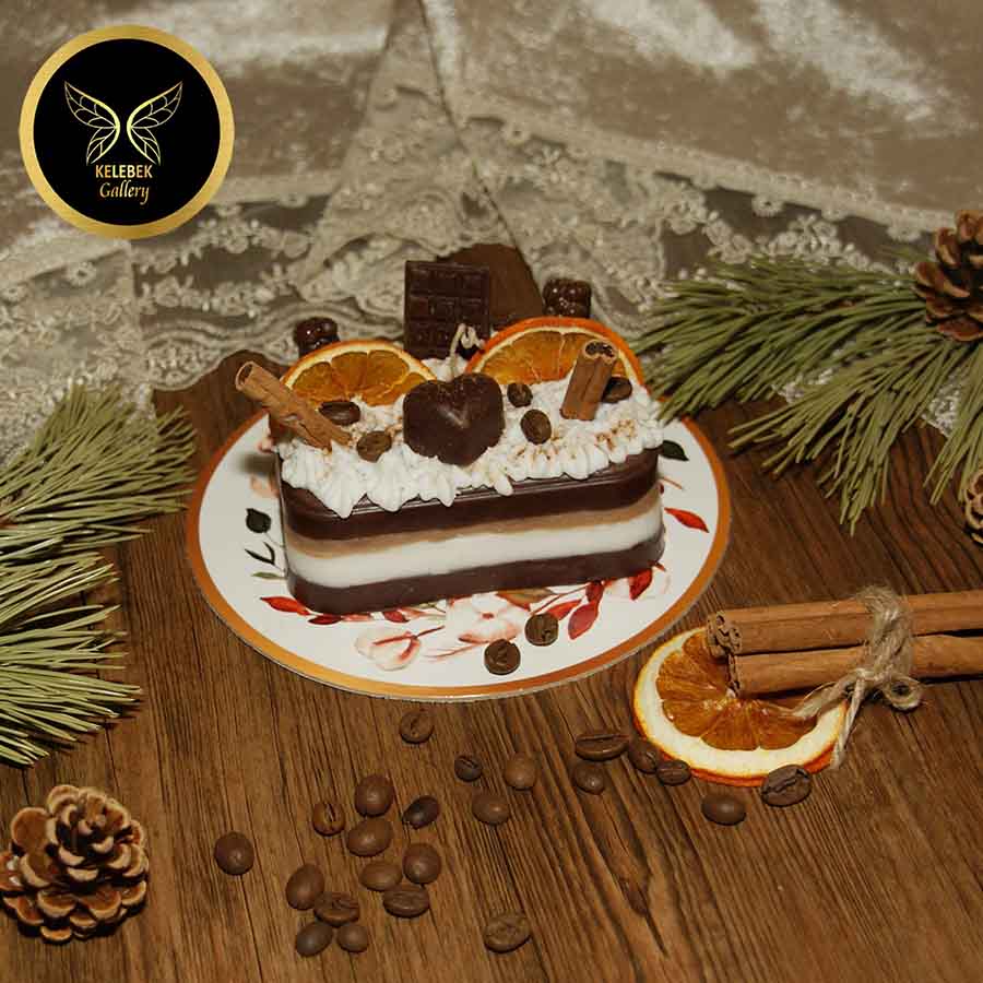 شمع دستساز تزئینی مدل کیک شکلاتی دارچین و پرتقال  کد 1