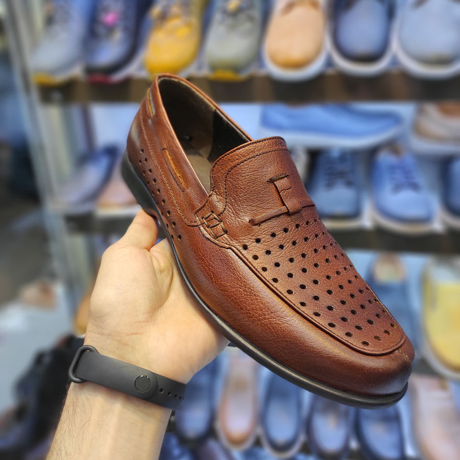 کفش تابستانی مردانه چرم طبیعی گاوی تبریز کد 1652