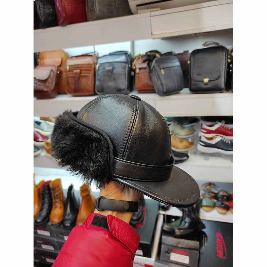 کلاه مردانه زمستانی چرم طبیعی کد 2375